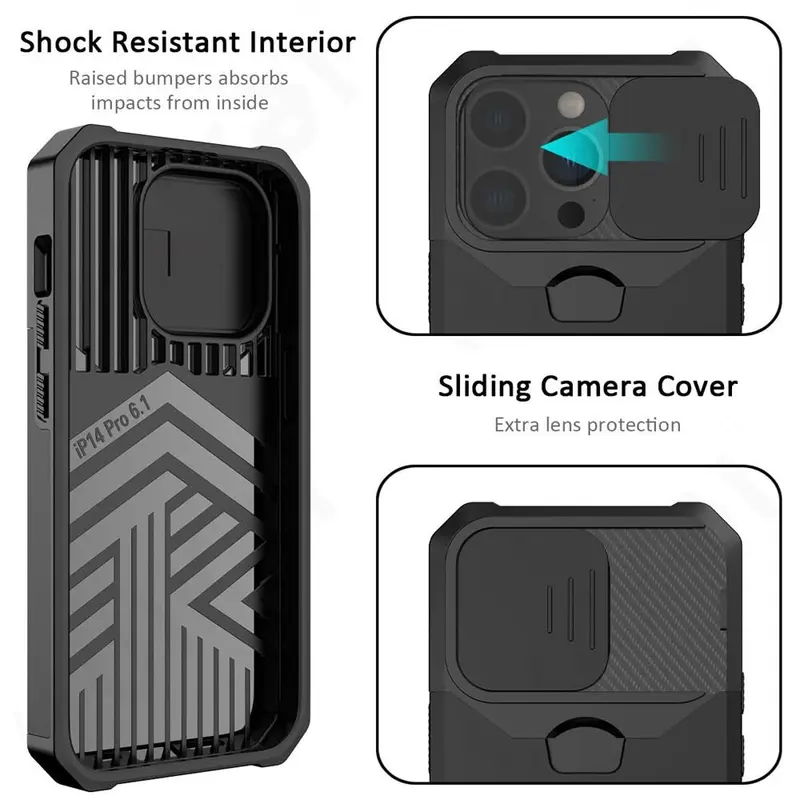 Shockproof Hard Phone Case with Stand & Card Slot, Anti-fall Phone Protective Cover Compatible with iPhone Series, National Day Offers 7
