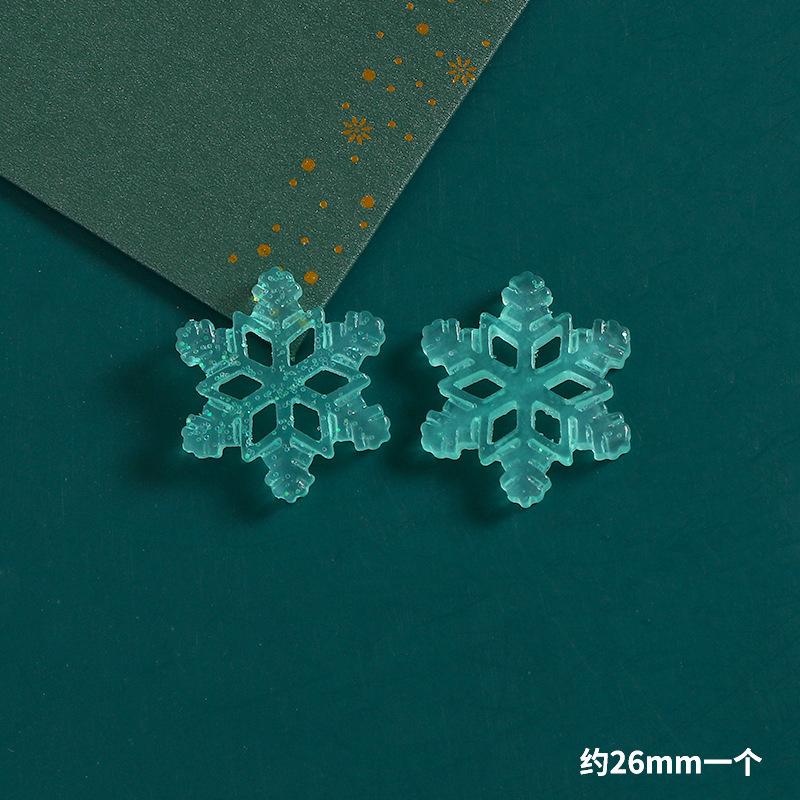 Product Introduction of 10pcs Christmas resin accessories glitter semi transparent snowflakes DIY phone cases, hair clips, holes, shoes, refrigerator patches, car keys, small ornaments, decorations 12