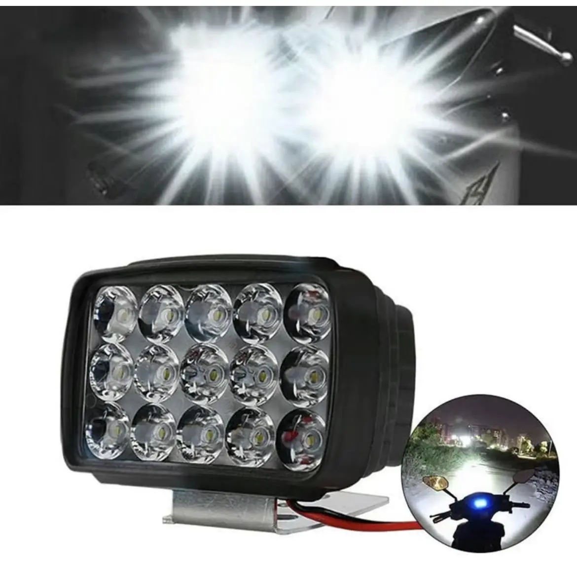 Đèn Pha Siêu Sáng 15LED 12V-36V 30W Đèn Trợ Sáng Cho Xe Máy, Xe Cơ Giới Chiếu Sương Mù Chống Nước (Loại Tốt)