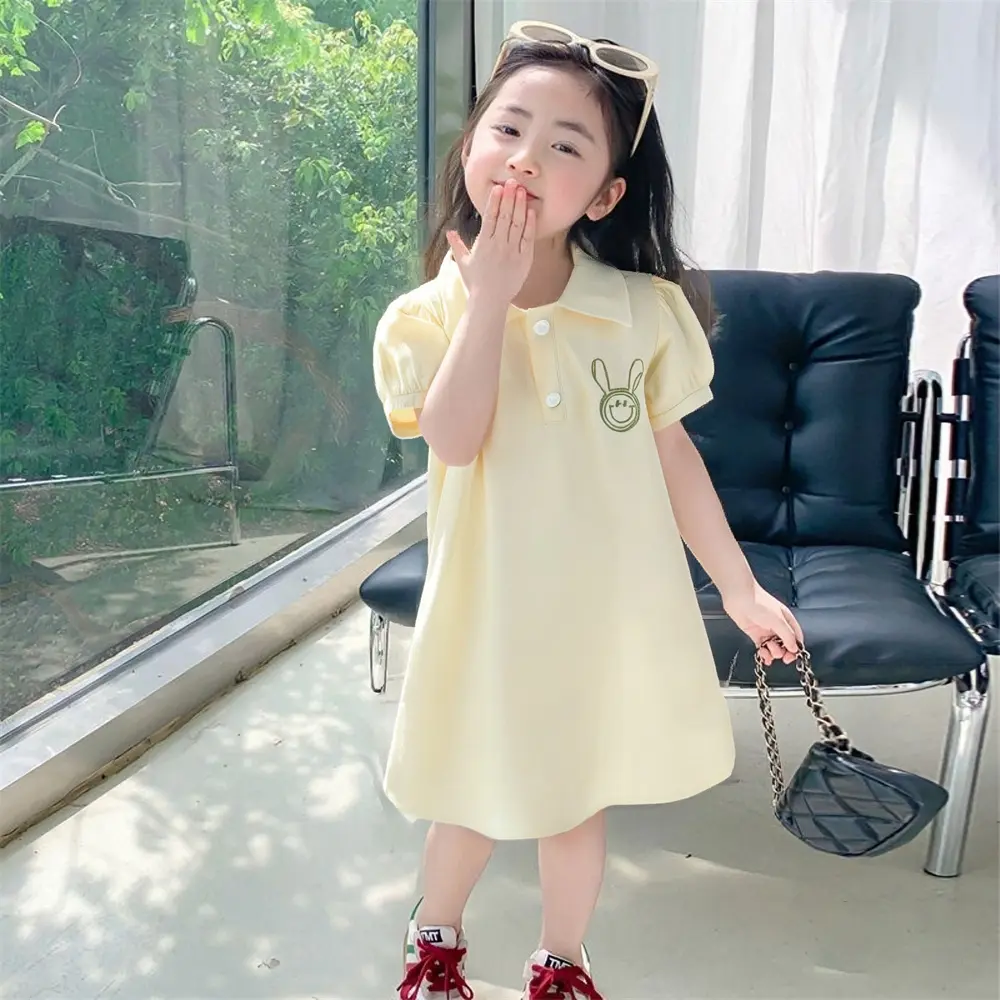Baby T Shirt Frock Toddler Plain Short-sleeved T-shirt Dress Korean Style Polo Baby T Shirt Frock Toddler Plain Short-sleeved T-shirt Dress Korean Style Polo