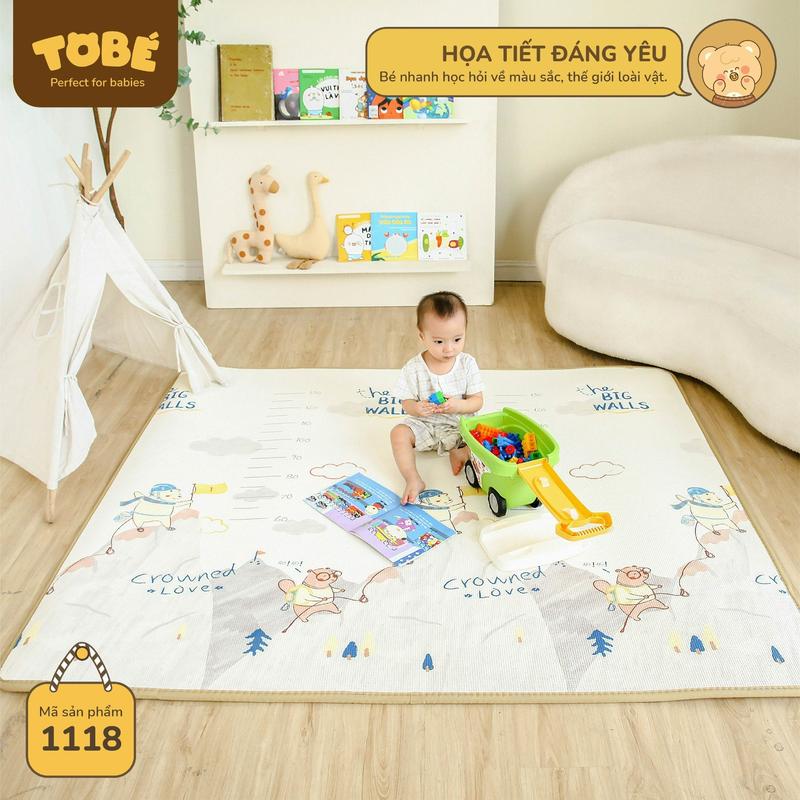 Thảm cuộn cho bé Silicone TOBÉ kích thước 150x180x1.5cm chất liệu XPE phủ Silicone không mùi dễ vệ sinh 1118