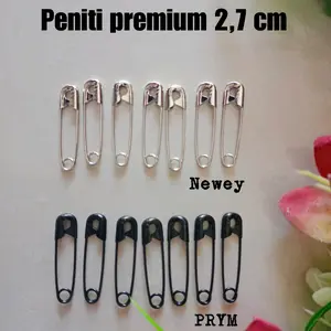 Peniti hijab premium warna hitam dan silver 2,7 cm anti karat