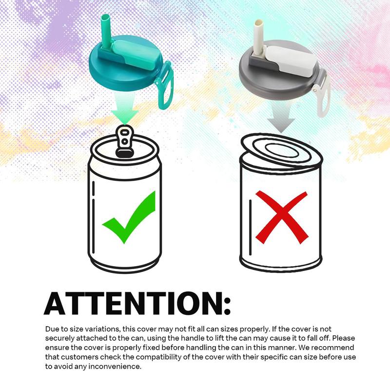 Product Introduction of Random Color Can Lid, Reusable Can Cover with Silicone Straw, Can Lid for Soda, Drink, Juice, Soda, Leak Proof Design Can Lid for Car, Travel, Outdoor, Plastic, Portable 6
