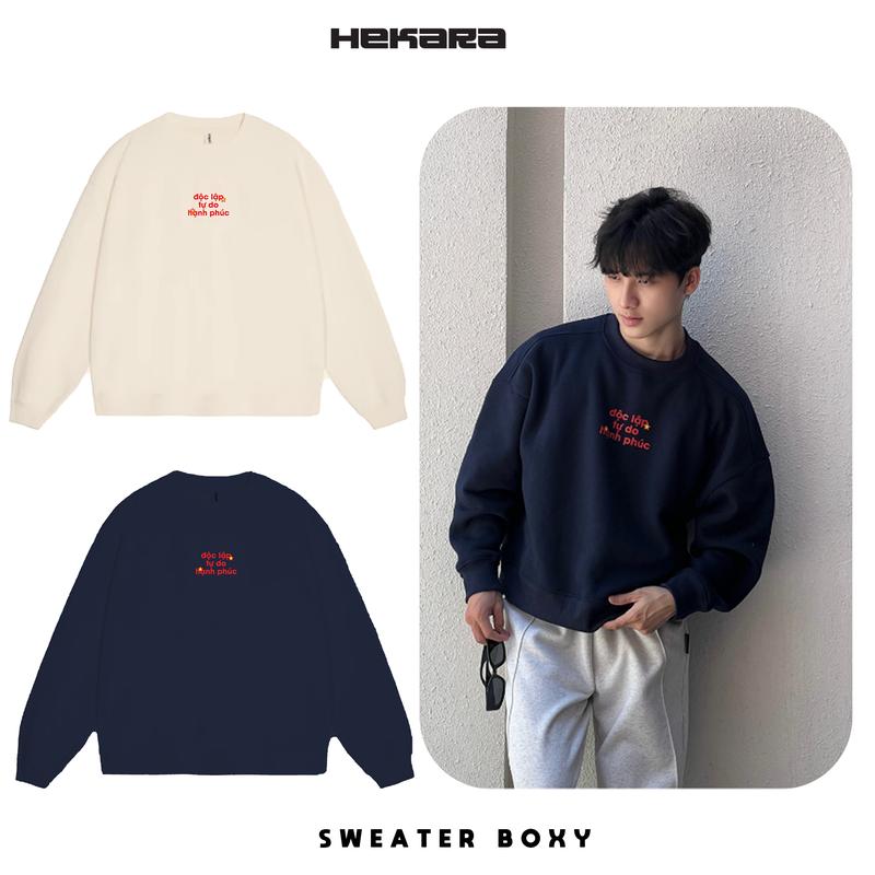Hekara Clothes - Áo nỉ Hoodie có mũ Oversize/ Sweater Boxy Độc lập Tự Do - chất nỉ bông unisex nam nữ