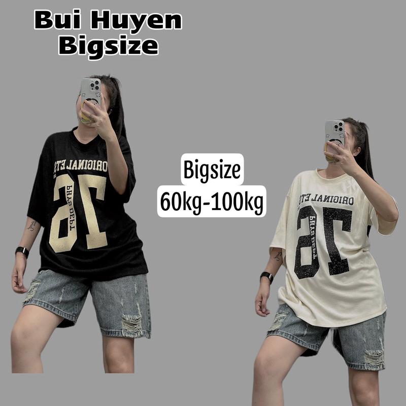 Áo Phông Cộc Tay Dấu Quần In Số 76 Bigsize 60-100kg