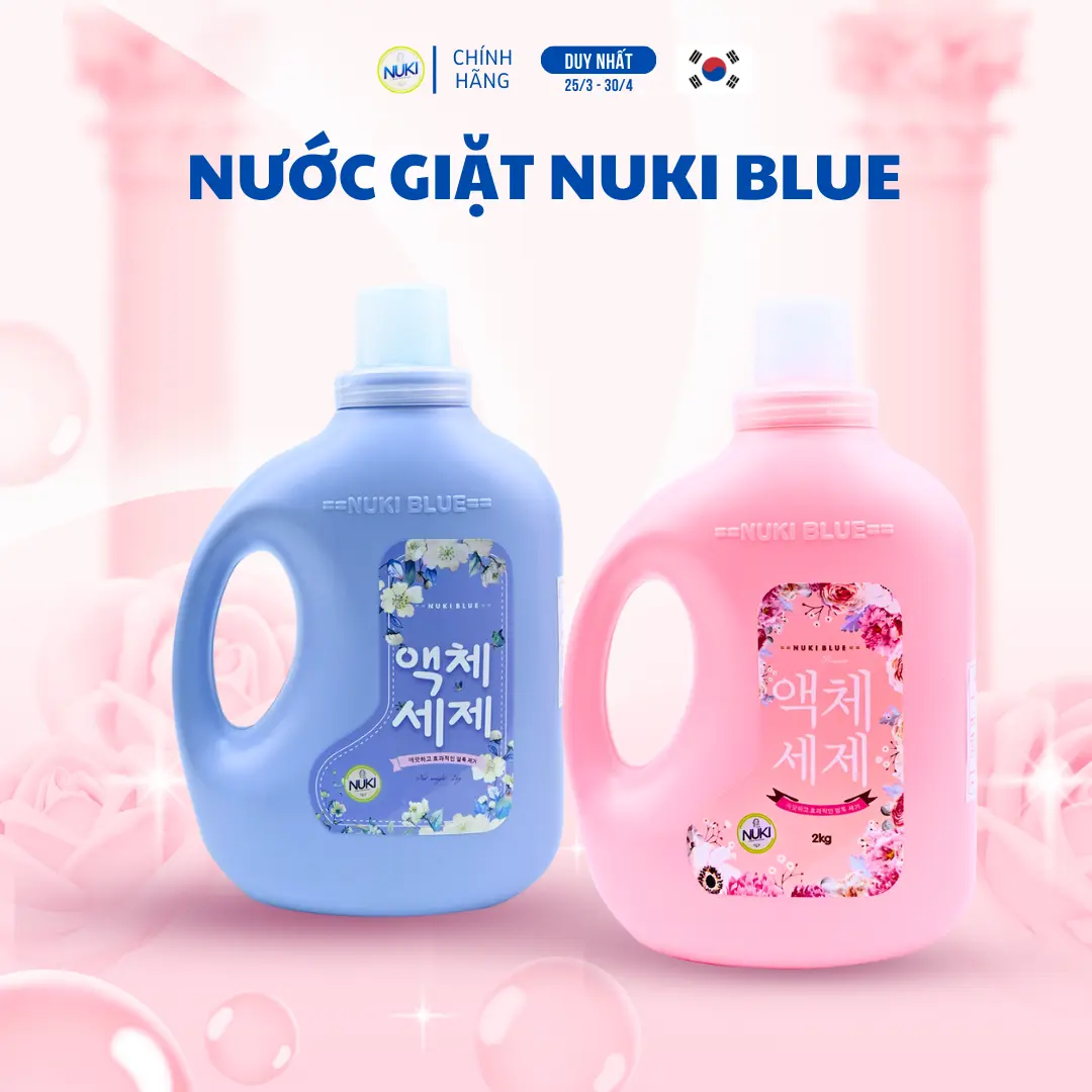Can Nước Giặt Nuki Blue 2KG Hương Thảo Mộc Và Hương Năng Mai, Làm Sạch Quần áo