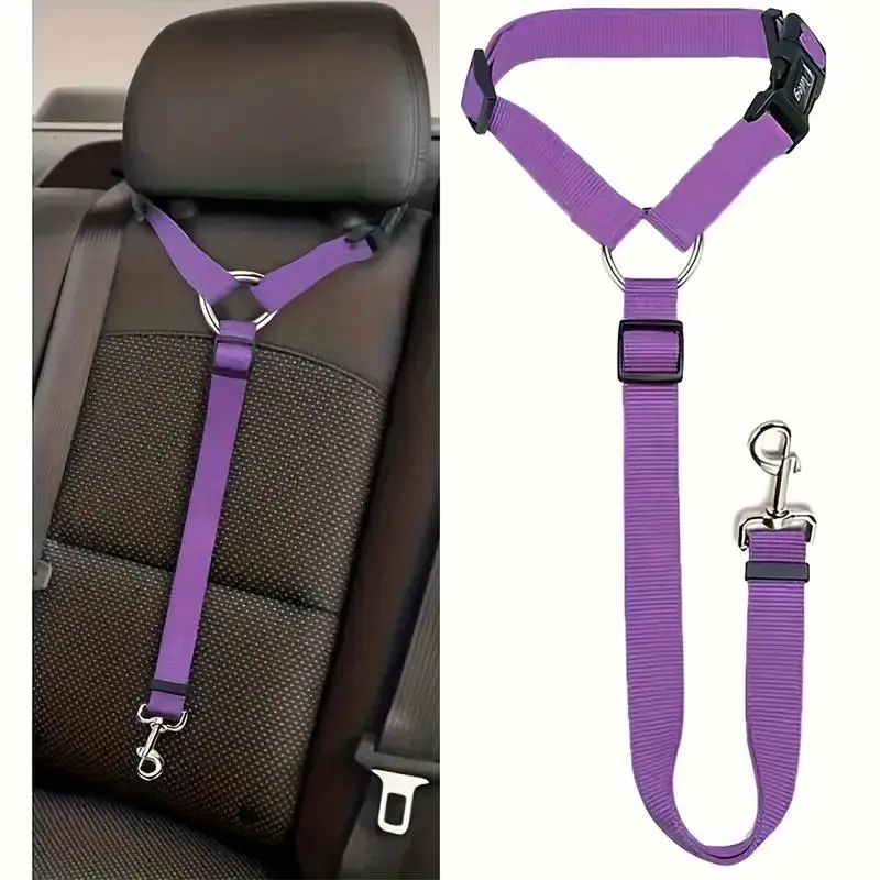 Adjustable Dog Car Seat Belt, 1 Count Pet Car Safety Belt with Sturdy Metal Buckle, Comfortable Pet Travel Accessories for Outdoor Walking 2