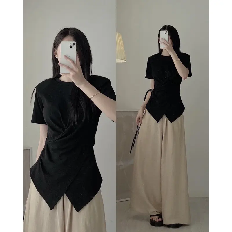 Thời Trang Bigsize Áo Thun Vải Thun Tăm  50 - 100Kg Dễ Thương Top Nữ Cổ Tròn Women - B.1194 | BigBuy360 - bigbuy360.vn