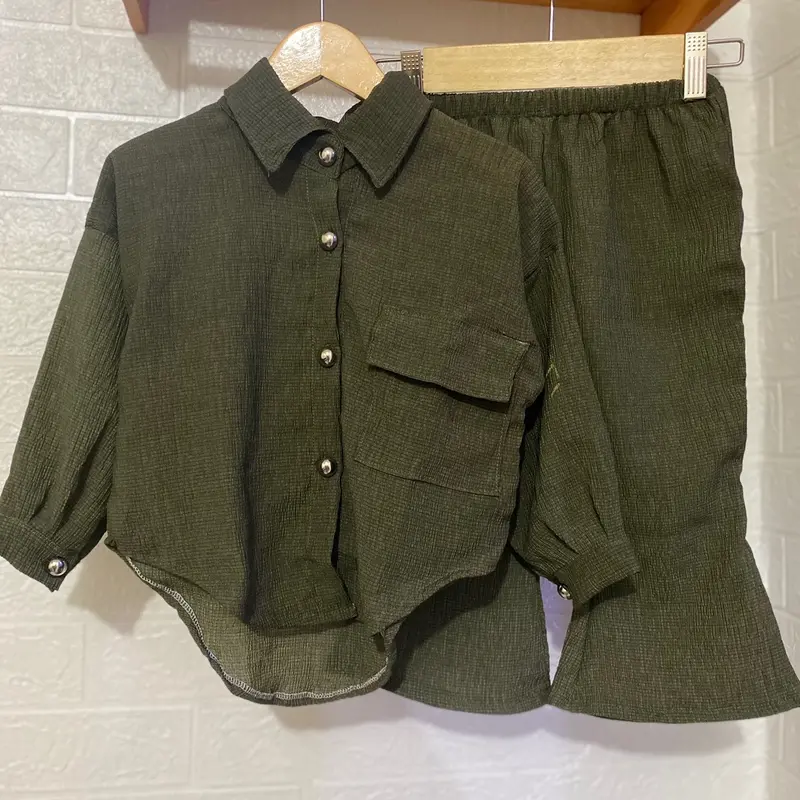 Setelan kemeja blouse lengan panjang celana cutbray/ rayon twill/silky rayon Lengan panjang 5