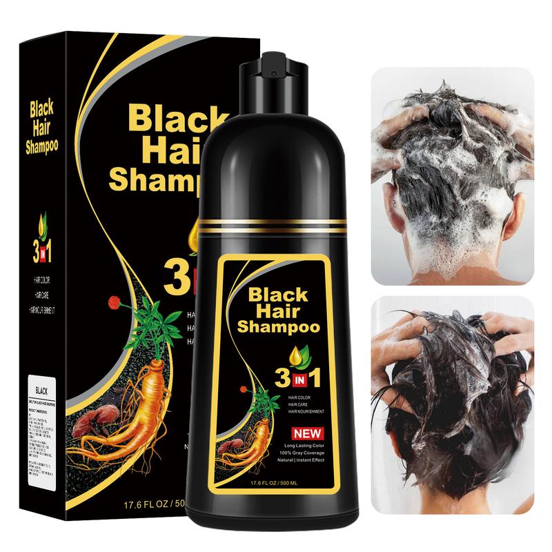 3 in 1 Black Hair Dye Shampoo - Can cover gray hairs,Herbal Ingredients Natural Hair Colour Shampoo,Contains Ginseng Extract,Natural Haircoloring,Phytocare,salon Haircare deep  conditioner Naturalblack 4