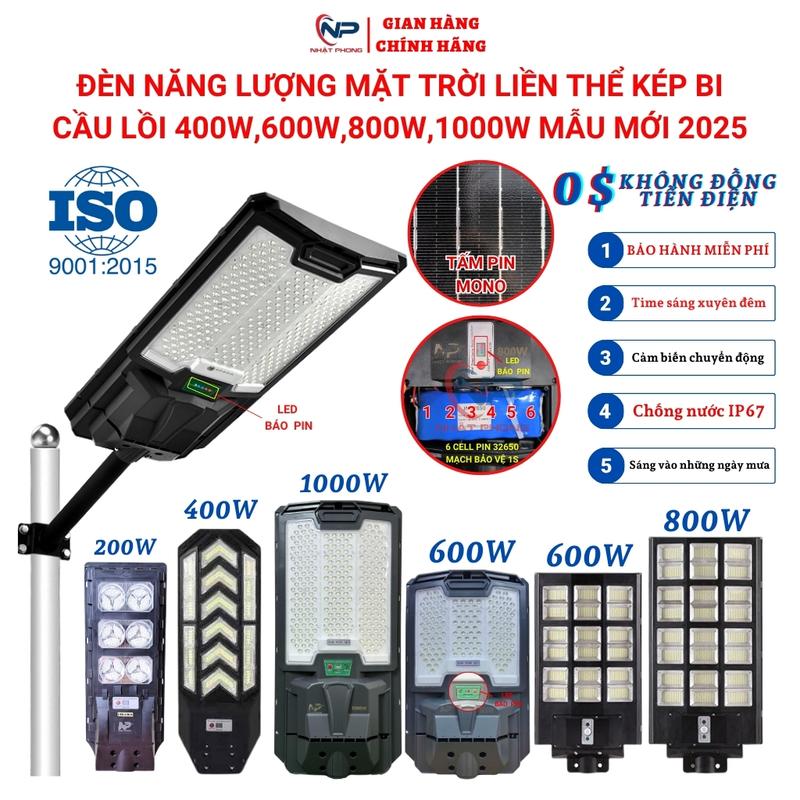  Đèn năng lượng mặt trời sân vườn Nhật Phong Led đèn đường liền thể kép 800W,600w,500W,300W,Cảm Biến Chuyển Động,Cảm Biến Ánh Sáng,Điều Khiển,BH2năm 