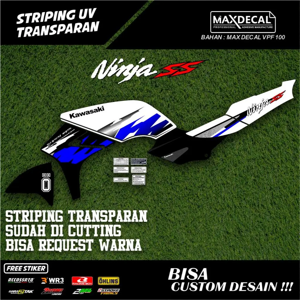 striping ninja ss r new transparan biru putih merah kuning hitam hijau variasi sicker ninja ssr n-5