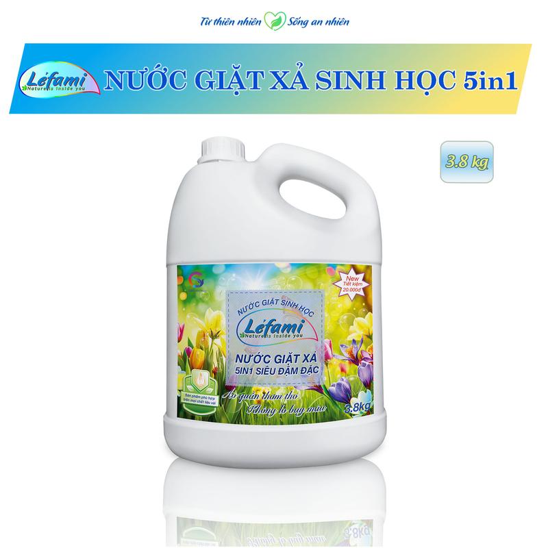 Nước giặt xả Sinh học Le'fami nước giặt xả 5in1 đậm đặc giúp làm sạch áo quần, giữ màu bền vải nước  giặt nước  giặt tun phạm nước  giặt