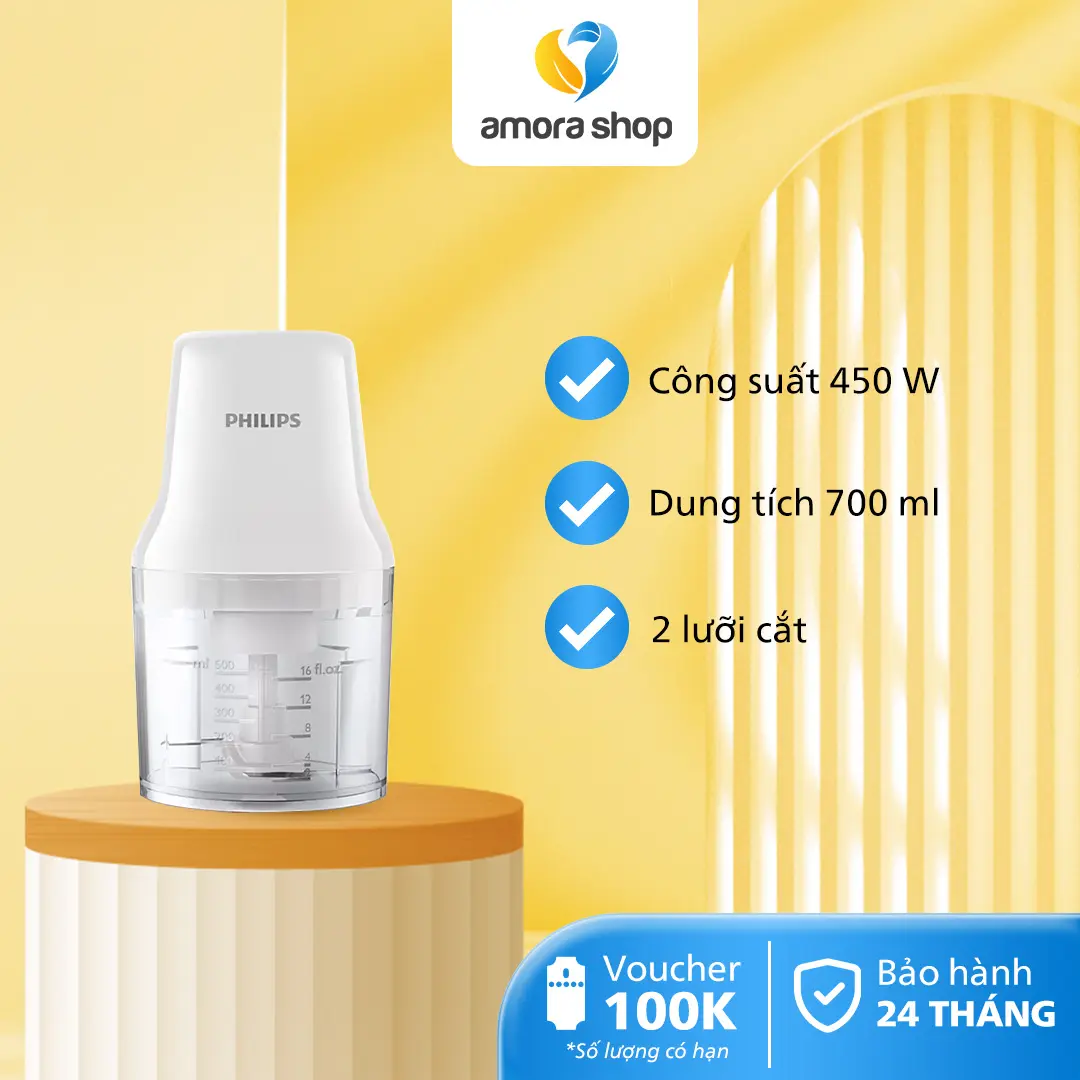 Máy Xay Thịt PHILIPS HR1393 /00, Mạnh Mẽ Bền Bỉ Dễ Dùng, Công Suất 450 W, Dung Tích 700 ml, Bảo Hành Chính Hãng 24 Tháng