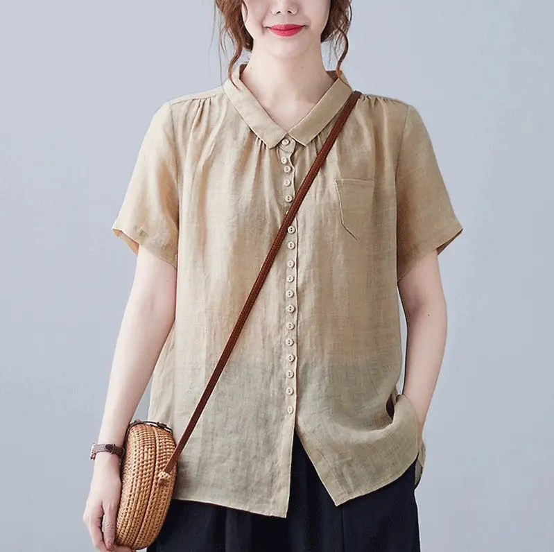 Áo Sơ Mi Kiểu Nữ Chất Đũi Tơ Mềm Mại, Kiểu Dáng Trẻ Trung Hiện Đại Sp10 Top