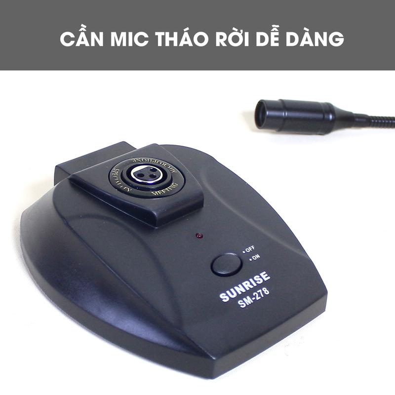 Micro có dây cổ ngỗng Sunrise SM-278, Mic hội nghị chính hãng dùng tọa đàm họp trực tuyến internet  microphone 4