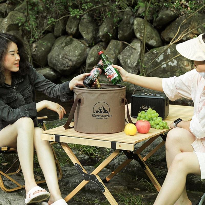 Fashion 5L/10L/20L Camping Bucket Basin Container Portable Folding Water Storage Bucket Camping Supplies with Handle Camping Bag 3