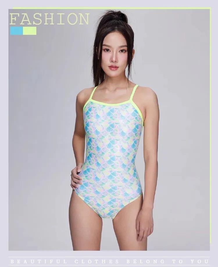 Maillot de bain une pièce d'entraînement athlétique pour femmes Maillot de bain de compétition à écailles de poisson pour la compétition_voghion.com