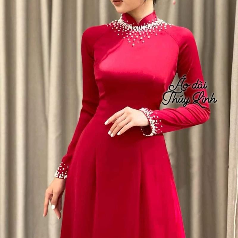 Áo dài thiết kế bay hạt - Áo dài Thúy Linh 1