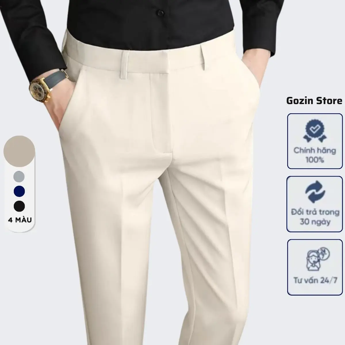 Quần âu nam hàn quốc Gozin Store ống côn cao cấp chất Vitex co giãn dày dặn form slimfit hàn quốc -JA31 Menswear Ong