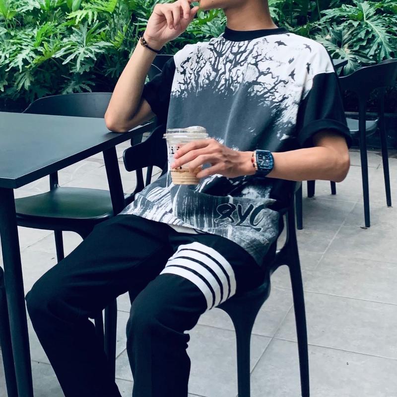 Quần âu thom E 4 sọc trắng vải tăm lì dày dặn Nam Menswear 6