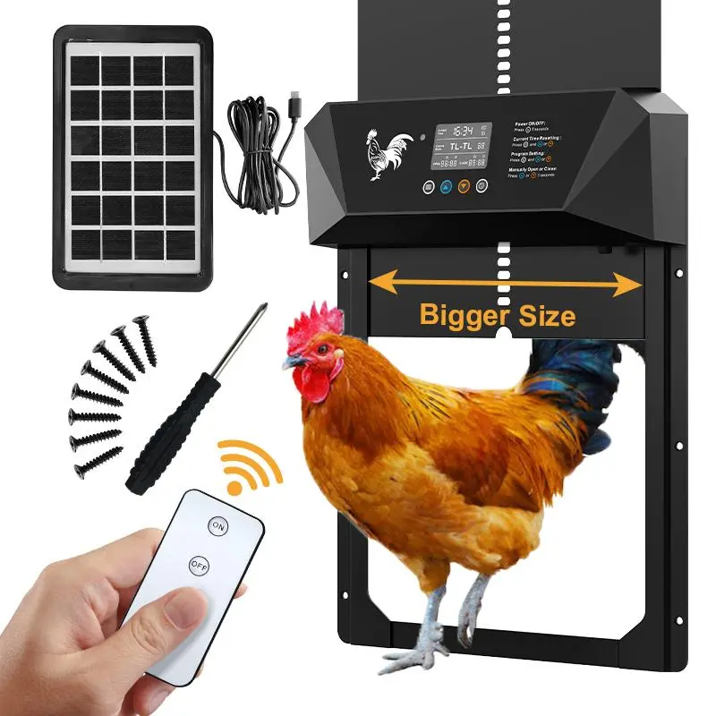 Solar Powered Chicken Coop Door, Automatic Chicken Coop Door with Timer, Chicken Coop Door Opener, Farm Animal Supplies