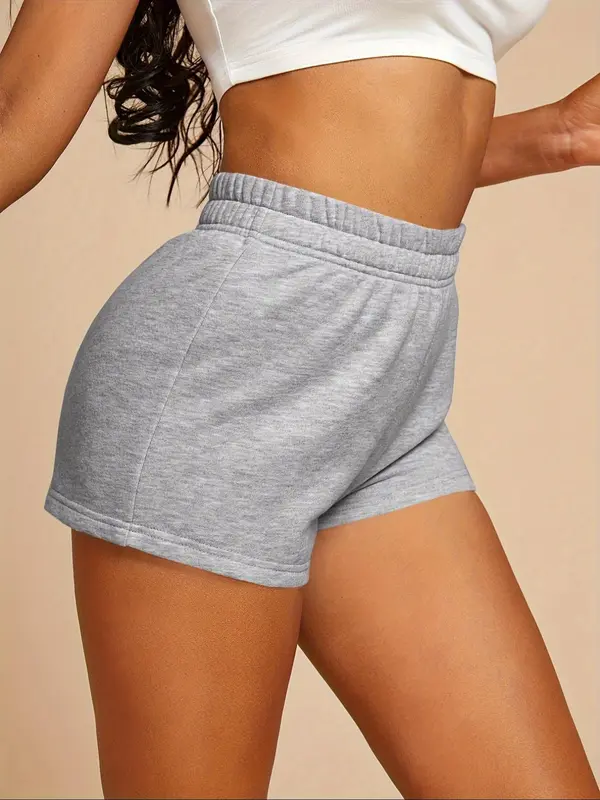 Women's Plain High Waist Skinny Shorts, Casual Elastic Waist Shorts for Summer, Ladies Bottoms for Daily Wear 0