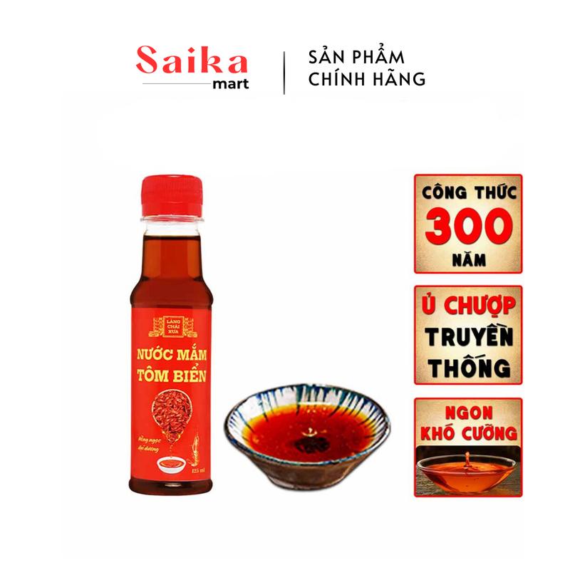 Nước mắm tôm biển Làng Chài Xưa Hồng Ngọc Đại Dương 125ml/chai phù hợp làm Nước Sốt, Gia Vị Cay Chua