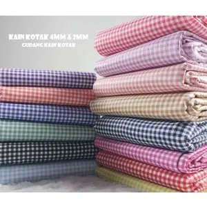 Kain Kotak Kotak Katun Yarndyed cele Lebar 150cm (Ukuran Kotak 2mm & 4mm)