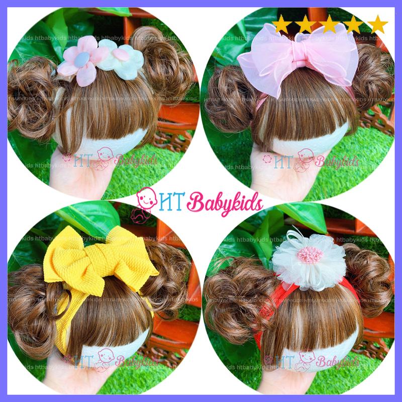 Turban Tóc Giả Xoăn 2 Bên Cho Bé Gái