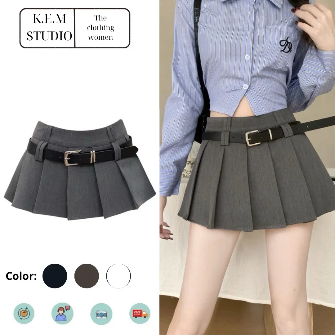 Chân Váy Xếp Ly QC Cao Cấp Cách Điệu BY KEM STUDIO