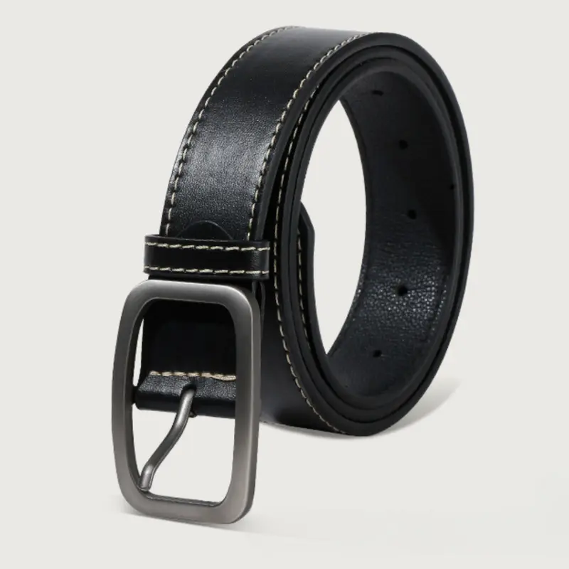 Thắt lưng khoá cài nam nữ dây nịt da thời trang Hàn Quốc dây lưng 3.3cm màu đen quà tặng cho nam PADAS MENSWEAR 1