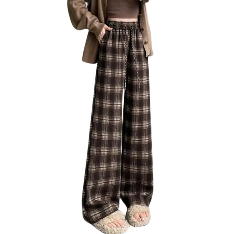 Quần Dài Nam Nữ Kẻ Sọc caro Lót Lông Chất Vải dạ umi hàn ép lông dày ấm mùa cho mùa đông