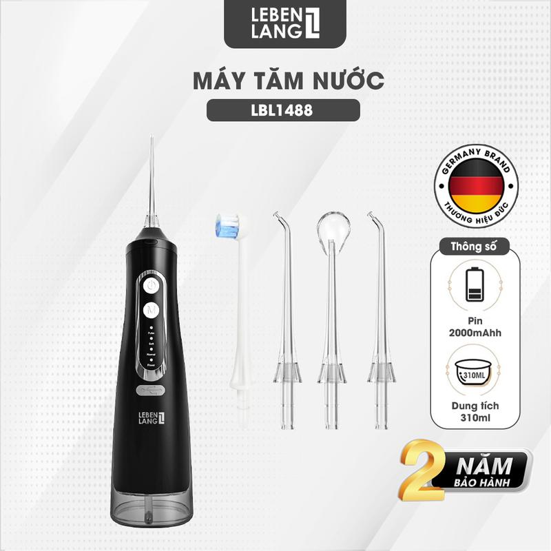 Máy tăm nước cầm tay LEBENLANG LBT1486, chống thấm nước, tặng kèm đầu xịt và túi vải đựng máy cao cấp - hàng chính hãng