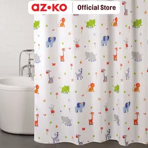 AZKO Forhom 180X200 cm Tirai Kamar Mandi Dengan Hooks Multi Gorden Penutup Ruang Shower Curtain Shower  Perlengkapan Kamar Mandi
