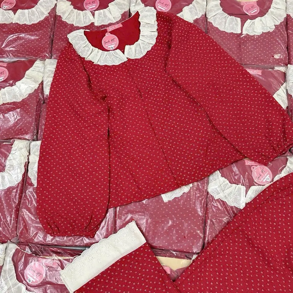 SIZE S 40-53KG BỘ PIJAMA LỤA ĐŨI HOA NHÍ. BỘ NỮ MẶC NHÀ BỐN MÙA WOMEN > 1M60