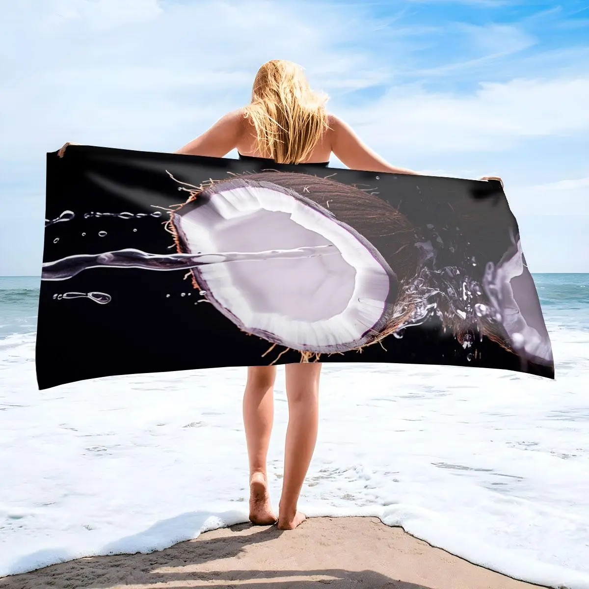 Coconut Pattern Beach Towel, Soft Water Absorbent Towel, Beach Towel for Women & Men, Travel Outdoor Camping Towel, Ideal Beach Essentials