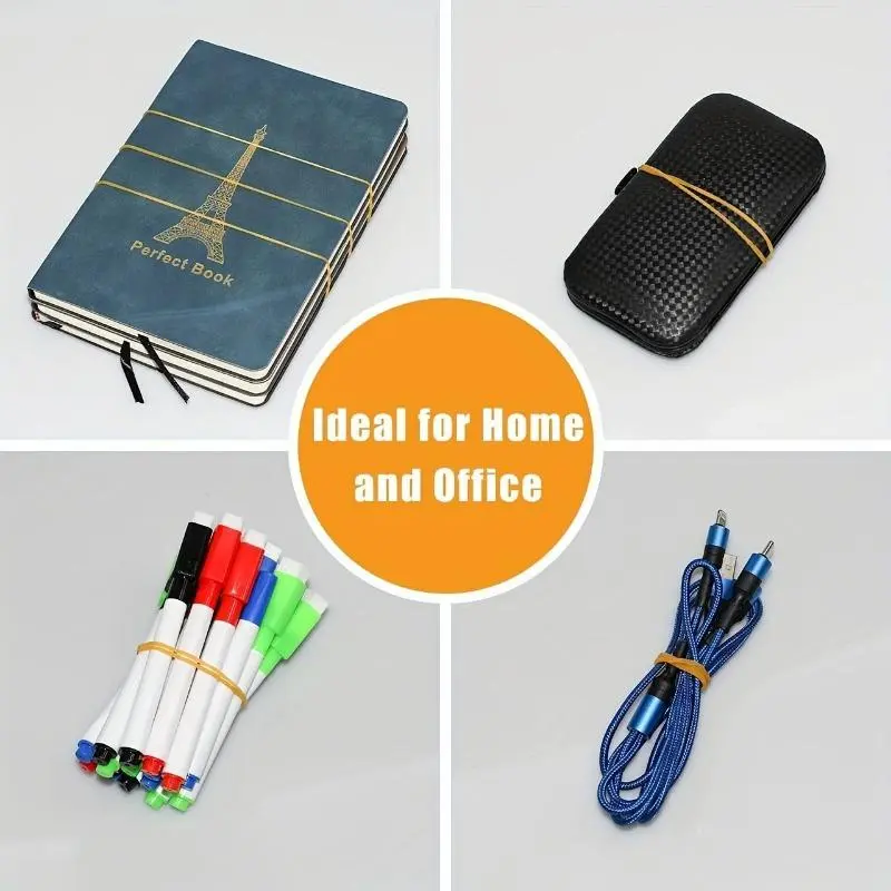 Solid Color Elastic Rubber Band, 100pcs Durable Band, Multi-purpose Rubber Band for Office & School & Home Organization 4
