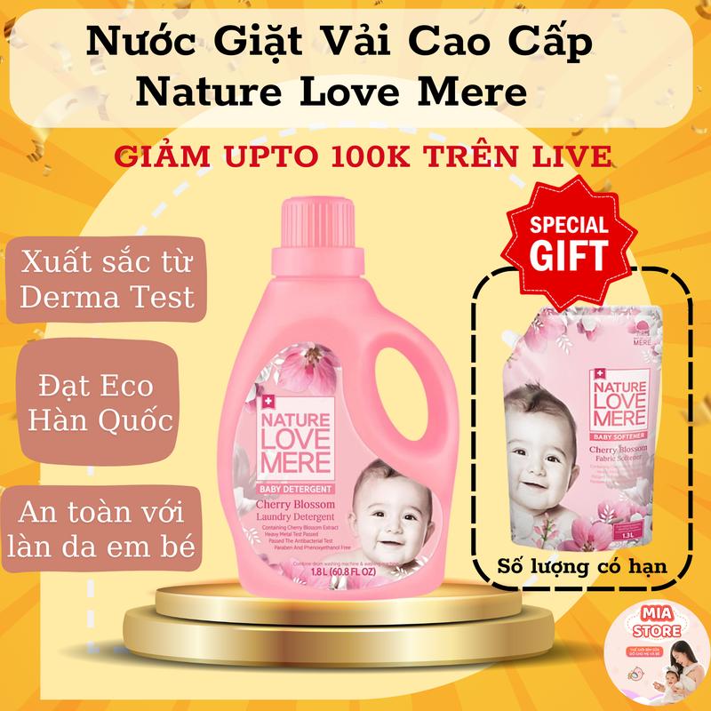 DSTL - Tặng kèm 1 túi Xả Giặt Nước Giặt Quần Áo NATURE LOVE MERE Hàn Quốc cho bé Chai 1.8L