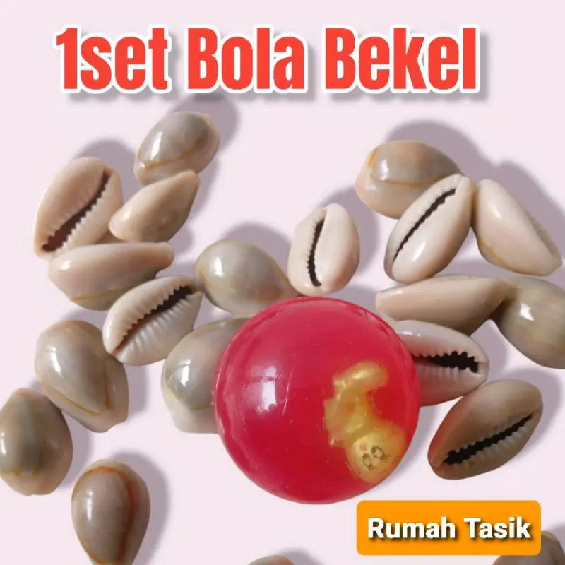 Set Bola Bekel Mainan Anak Tradisional Plus 10pc Biji Kerang Asli Toys Permainan - Mainan Anak 90an 1