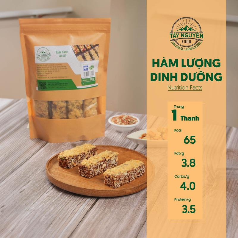 Thanh gạo lứt không đường rong biển/chà bông Tây Nguyên Food - Việt Nam bịch 200g