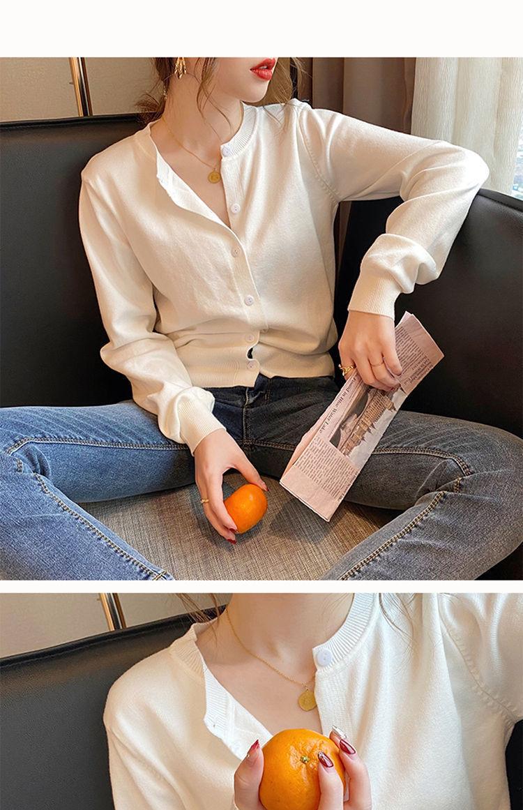 Product Introduction of Áo Cardigan Dệt Kim, Áo Khoác Phù Hợp Bên Ngoài Mỏng Mùa Thu, Dành Cho Nữ, Hàng Mới Về 2023, Áo Len, Ngắn Và Rộng, Màu Đen, Cổ Tròn, Áo Dài Tay 20