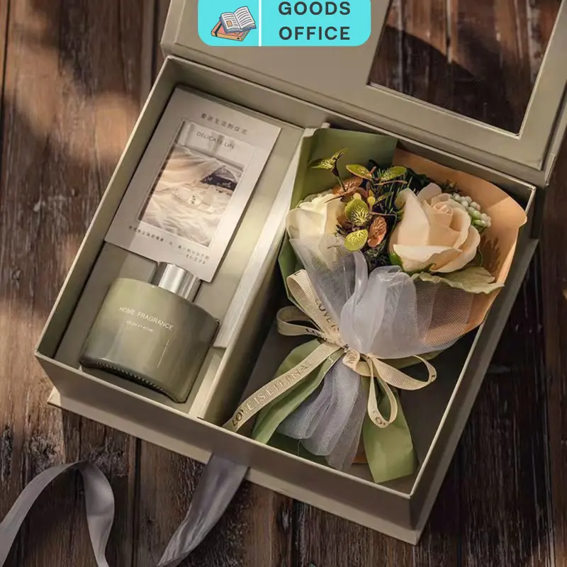 Set hộp quà - set tinh dầu khếch tán kèm hoa lụa, thiệp - Quà tặng sinh nhật,tốt nghiệp, 20/10 người thân yêu- Dầu Thơm Phòng Dầu Thơm 4