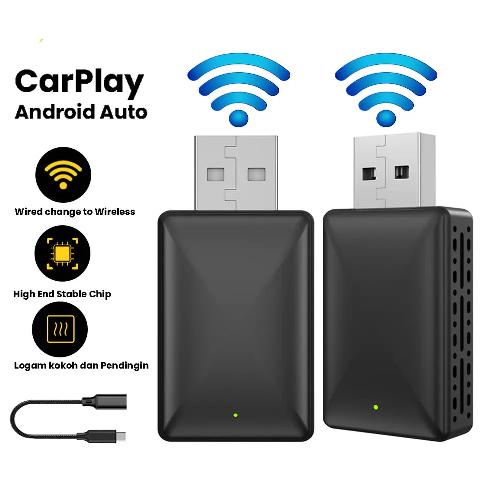 dresslife 1PC Mini Innovation Portable Wireless Apple Carplay Android Auto 2 in 1 Adapter , Car Play Android Auto Wireless Adapter, Wireless Android Auto Car Adapter for Wired Android Auto Cars Converts Wired to Wireless Easy Setup Plug & Play