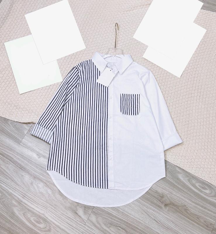 Áo sơ mi kẻ sọc dài tay, chất vải thô hàn cotton thoáng mát mềm mịn mã K1568 Top Women  hàn quốc 9