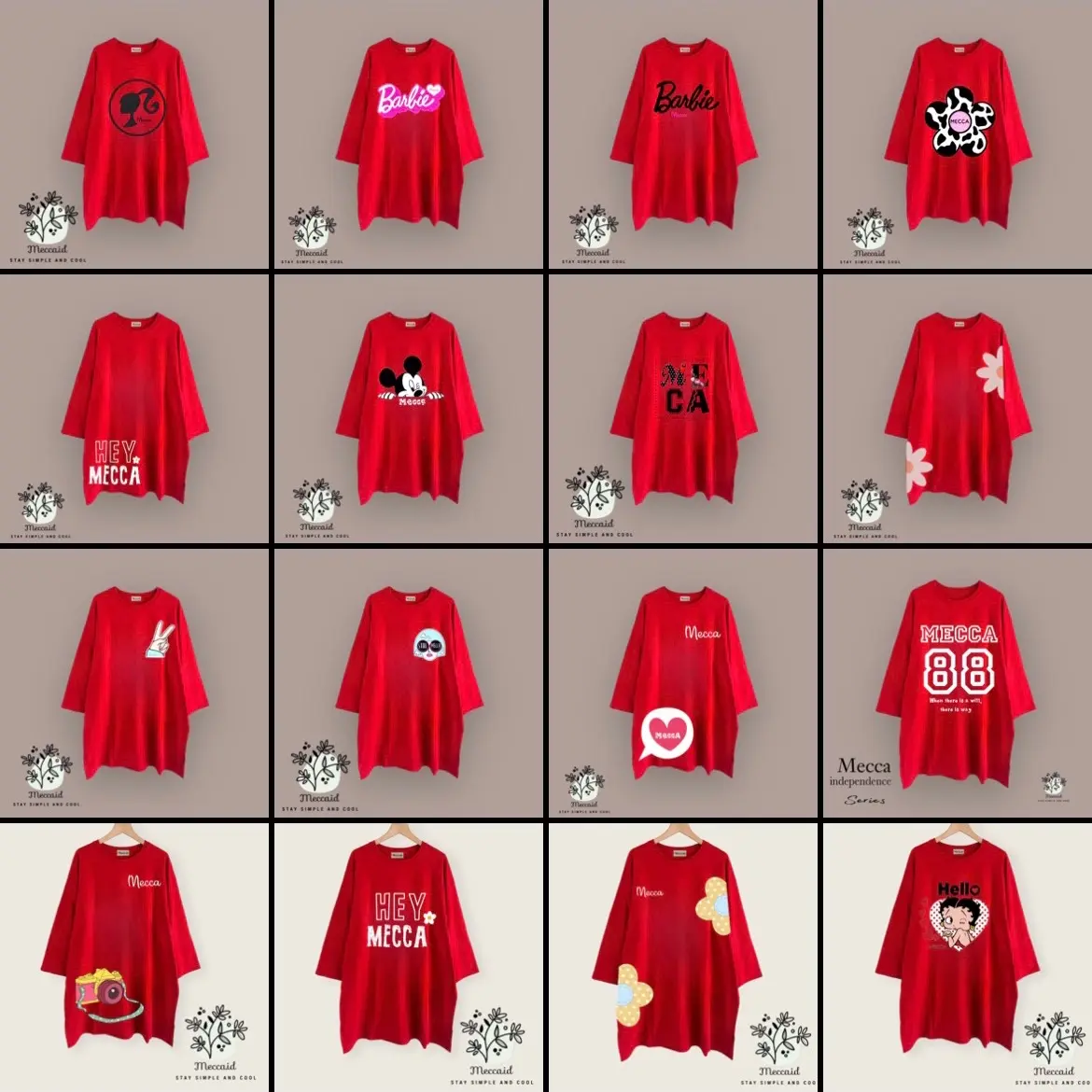 Top oversize mecca merah