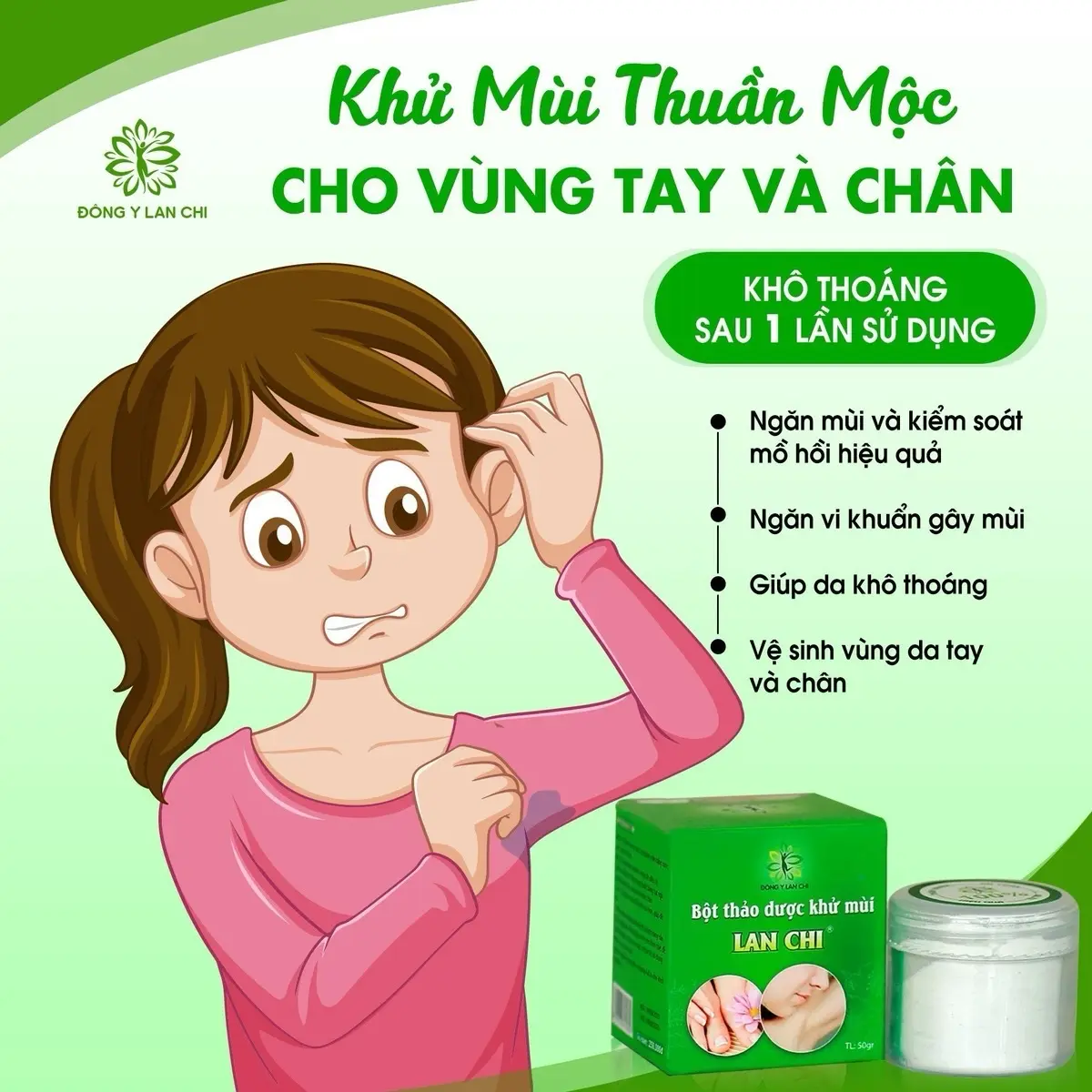Bột khử mùi hôi nách, hôi chân thảo mộc Lan Chi