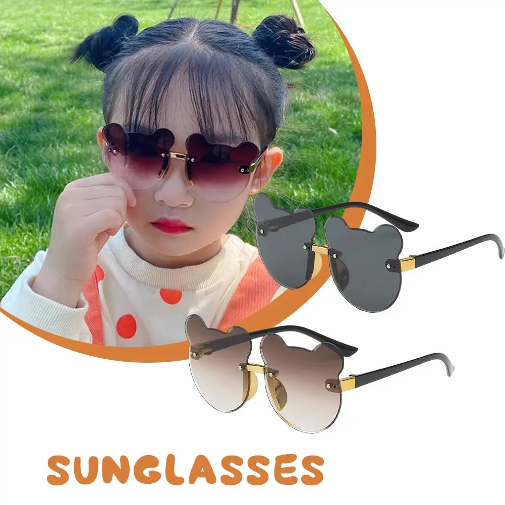 Fashion Frameless Bear Children's Sunglasses UV Protection Gradient Color Cute Baby Cartoon Children's Sunglasses