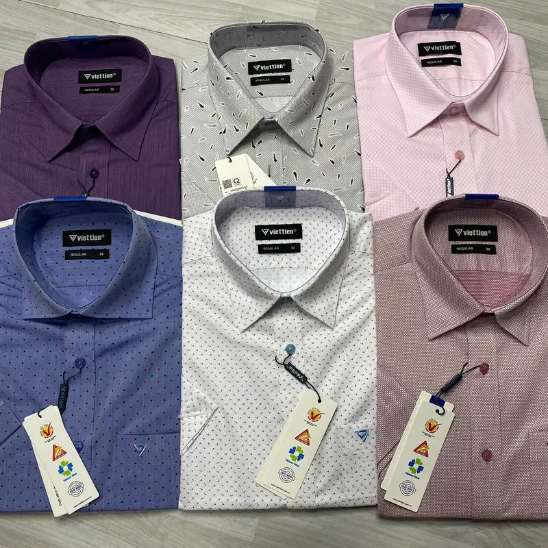 Áo sơ mi nam việt tiến fom regular vạt bầu lẻ size sale đồng giá 299k 0