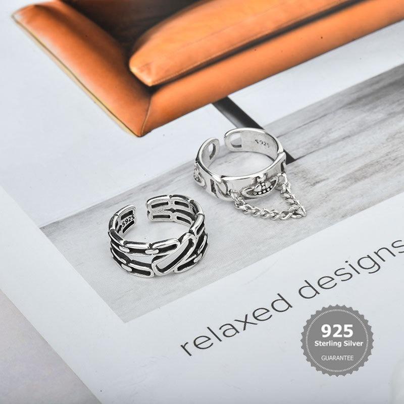 Nhẫn Thanh Lịch Bằng Bạc S925 Nhẫn Đơn Giản Có Thể Điều Chỉnh Cổ Điển Phong Cách Instagram Thời Trang 6